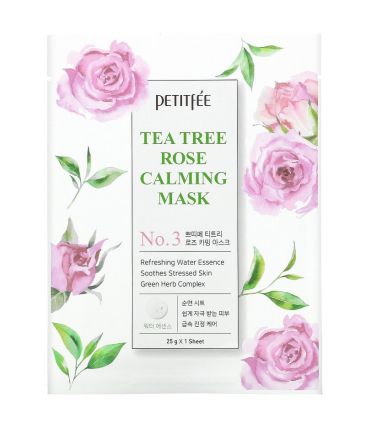 Успокаивающая тканевая маска с экстрактом чайного дерева и розы